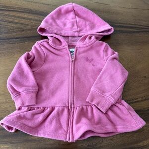 OshKosh B’Gosh Pink Hooded Front Zip Jacket 12M